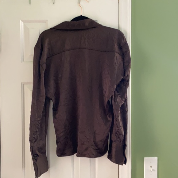 Zara Wrinkled Satin Effect Blouse (Brown) - Picture 8 of 8